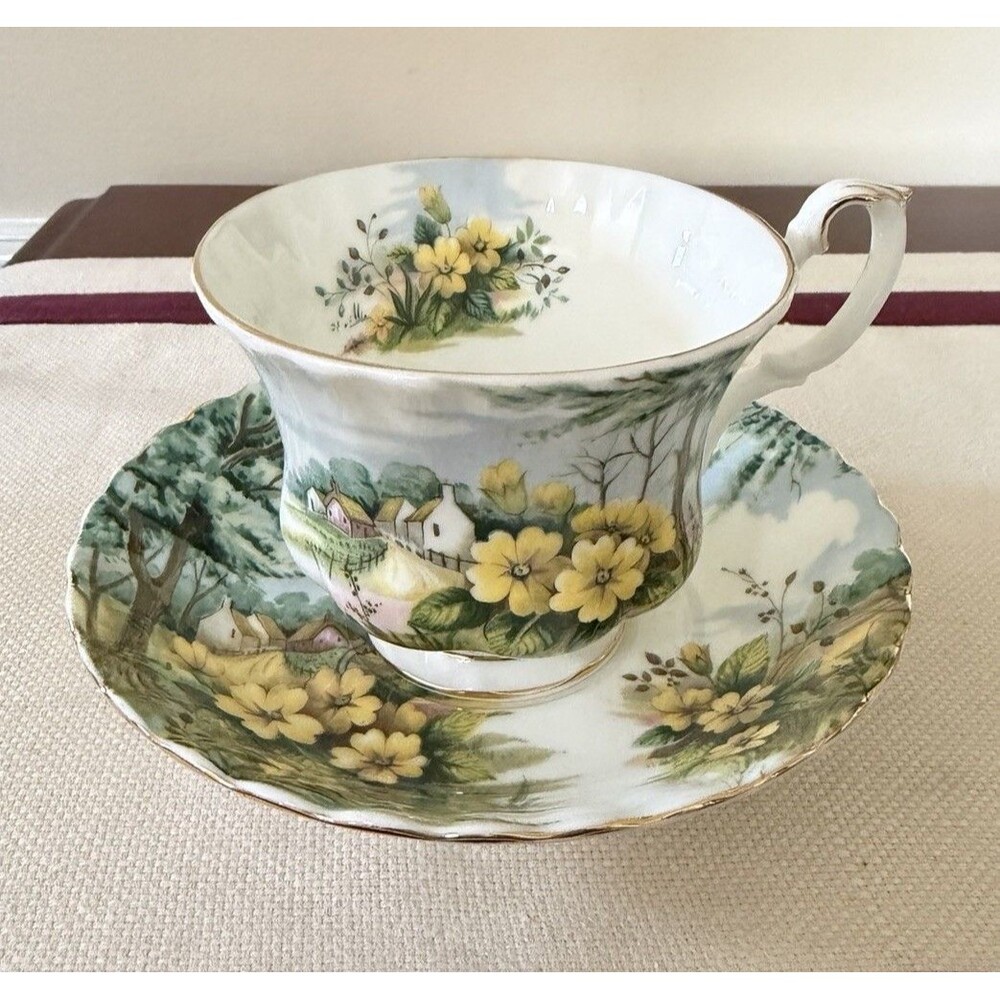 Vintage Royal Albert "Country Scenes - Primrose Hill" Fine China Teacup & Saucer